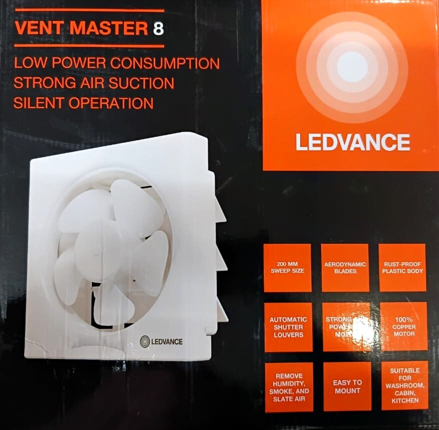 Ledvance Vent Master 8 Ldeco Efw 8 Wh Pvc SQ 6x1 In Ledv Exhaust Fan 38W