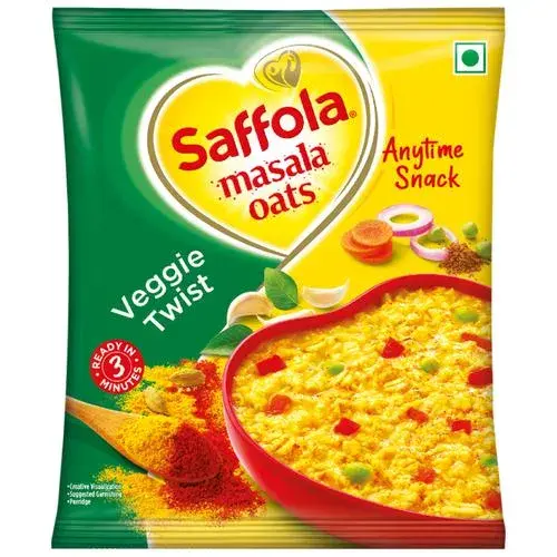 Saffola Masala Oats Tasty Evening Snack, Fibre Rich, Veggie Twist, 38 gm