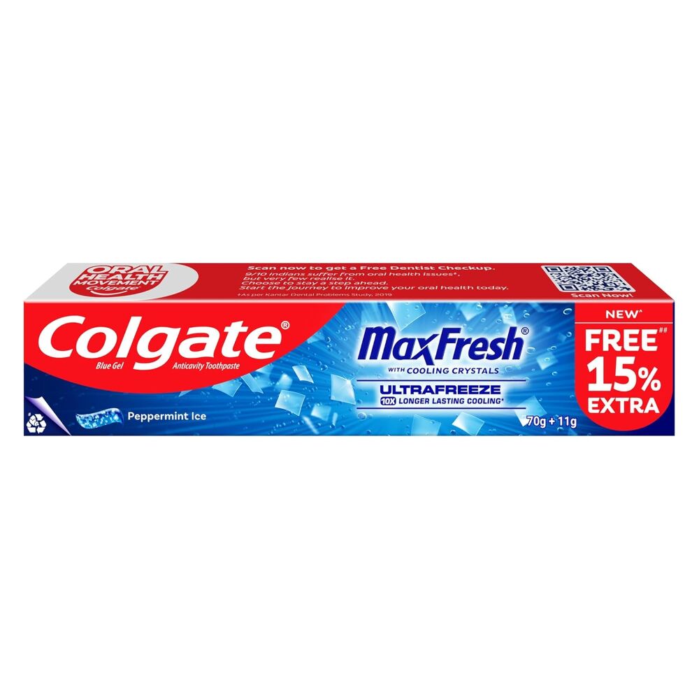 Colgate Blue Gel Anticavity Toothpaste Max Fresh With Cooling Crystals 81gm