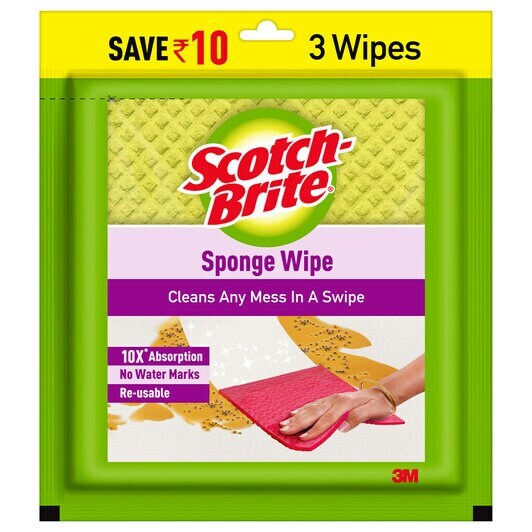 Scotch-Brite Sponge Wipe, 17.2 cm x 19.8 cm, 3 Pack
