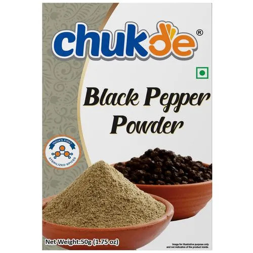 BULK DEAL - Chukde Spices kali mirch /Black Pepper Powder, 50 gm (Pack of 10)