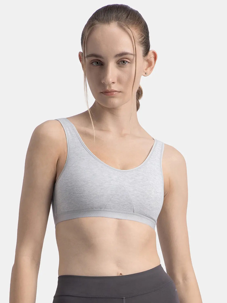 Jockey Woman Athleisure Active Bra Stretch Steel Grey Melange 1376-01 (M Size) 1Pc