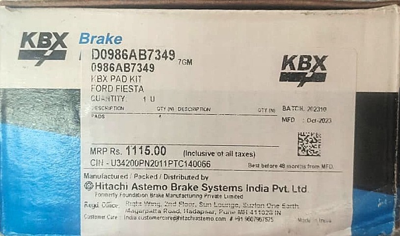 Disc Pad for Ford Fiesta - KBXAB7349
