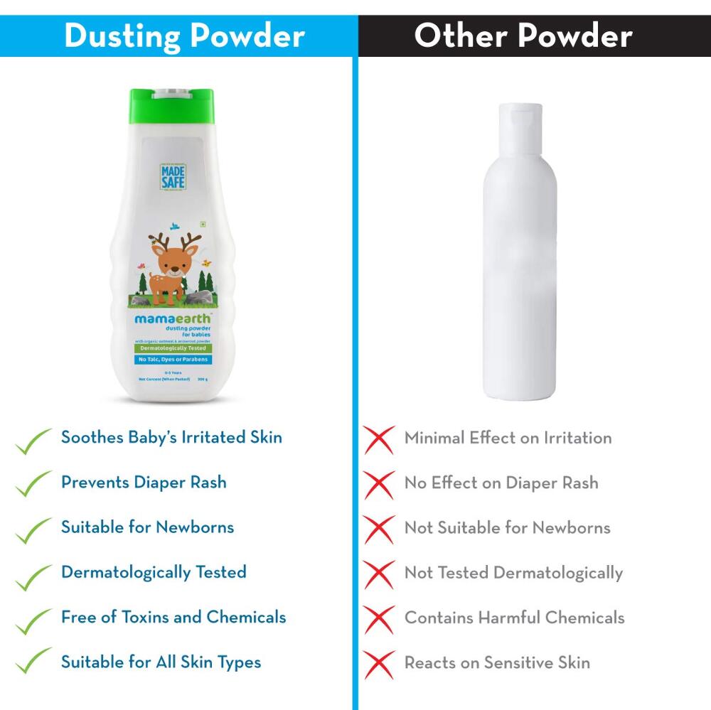 Mamaearth Dusting Powder with Organic Oatmeal and Arrowroot Powder for Babies - 300g