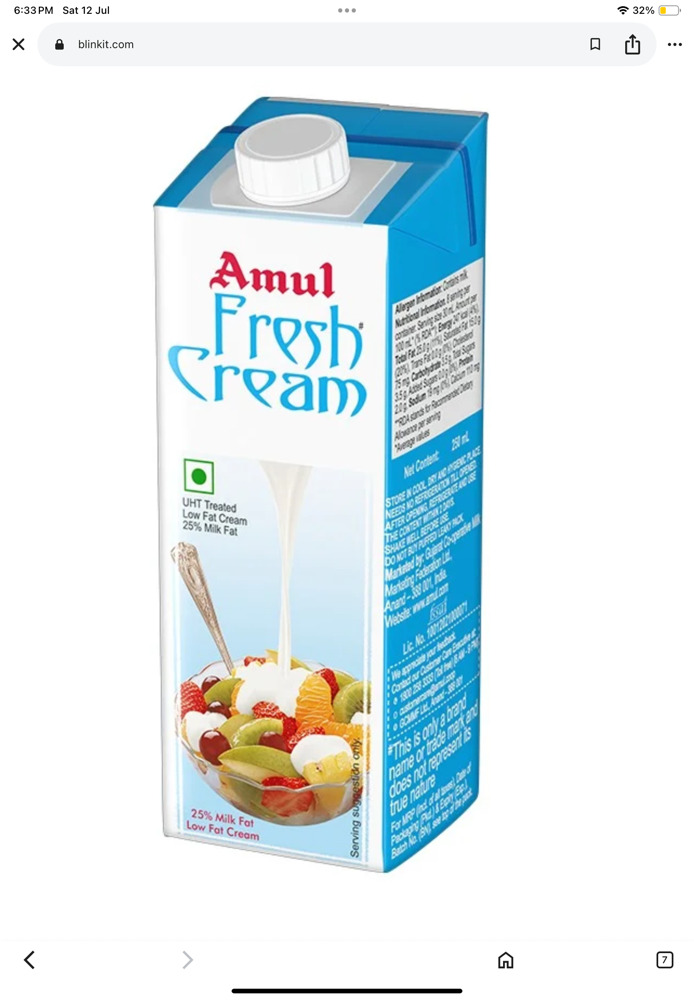 Amul - Fresh Cream, 25O ml