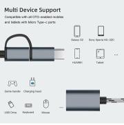 2 in 1 OTG Adapter Cable Micro USB+USB C to USB 3.0
