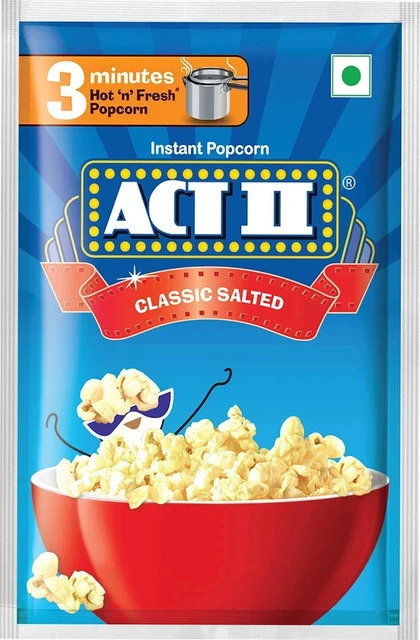 ACT Instant Popcorn Classic Salted 3 Minutes Hot 'n' Fresh Popcorn 37.5g