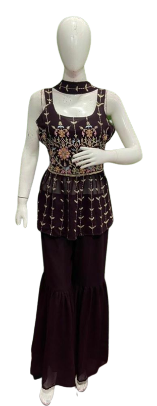 Frock Kurta, Sharara & Dupatta Set