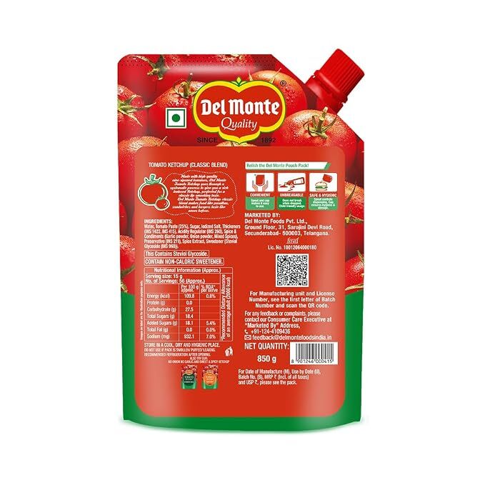 Del Monte Tomato Ketchup Classic Blend 850 g