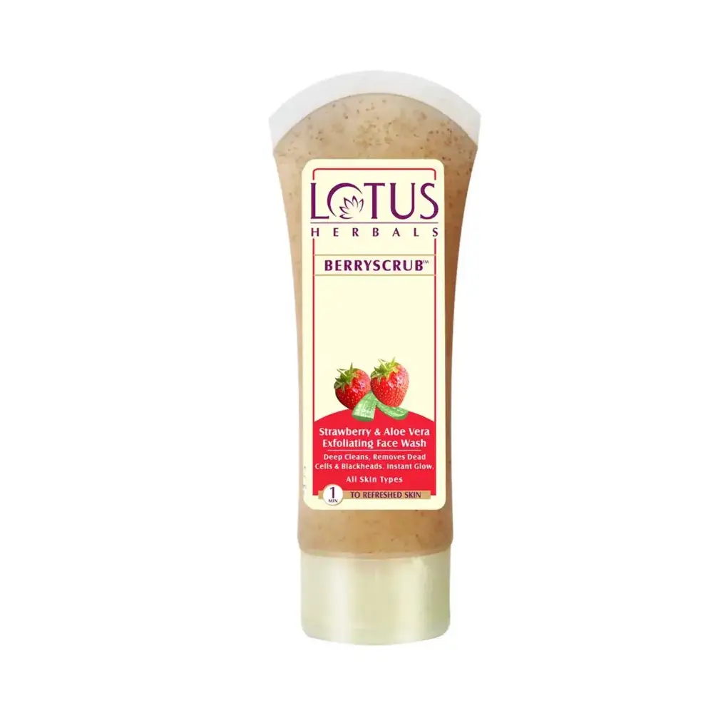 Lotus Herbals Berryscrub Strawberry & Aloe Vera Exfoliating Face Wash, 120 gm