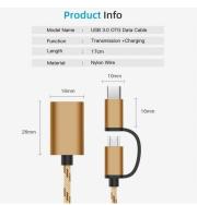 2 in 1 OTG Adapter Cable Micro USB+USB C to USB 3.0