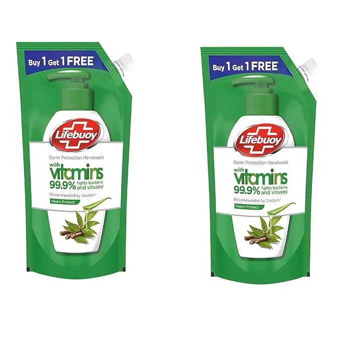 Lifebuoy Germ Protection Handwash Neem Protect, Buy 1 Get 1 Free, 675Ml