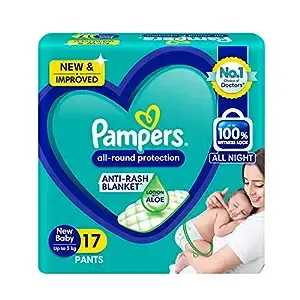 Pampers Diaper Pants For New Baby, All Round Protection, Anti-Rash Blanket, New & Improvd, 17 Pants