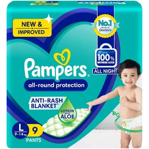 Pampers Diaper Pants- XXL Size, All Round Protection, Anti-Rash Blanket, New & Improvd, 9 Pants