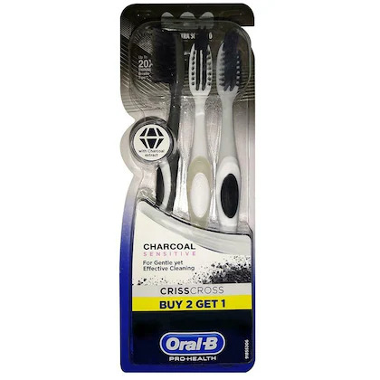 Oral B Pro Health Criss Cross Charcoal Sensitive Ultra Soft Toothbrush (Buy 2 Get 1 Free)