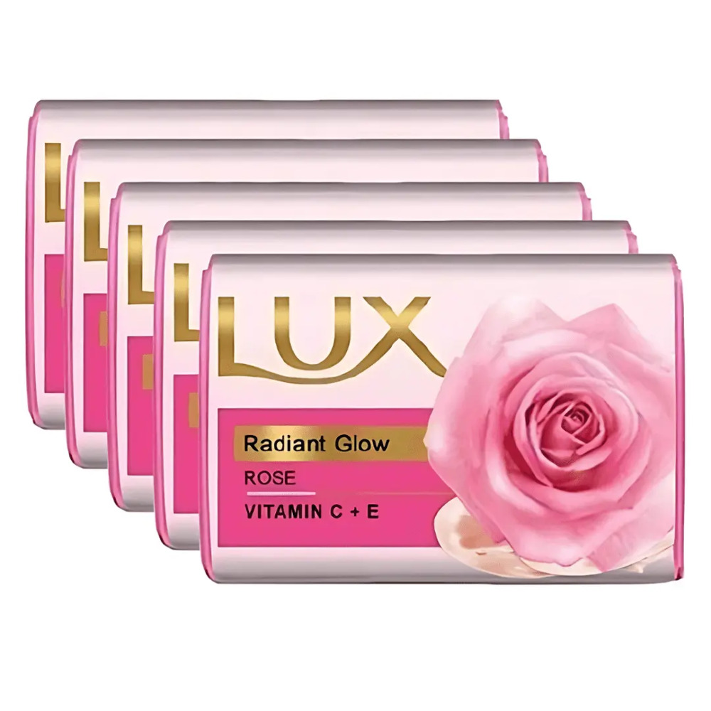 Lux Advanced Radiant Glow Rose Vitamin Soap, 75G Pack of 5