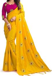 Women's Banarasi Silk Saree With Unstiched Blouse Piece