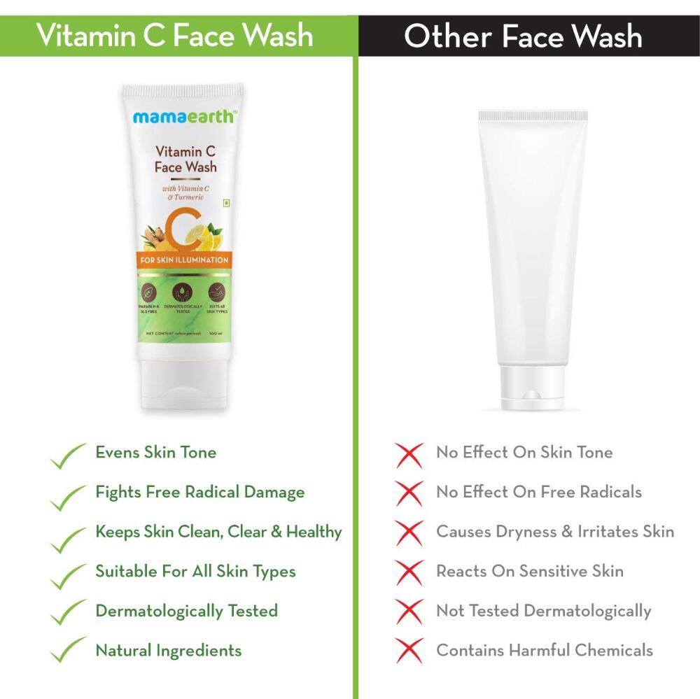 Mamaearth Vitamin C face Wash with Vitamin C and Turmeric for Skin Illumination 100ml