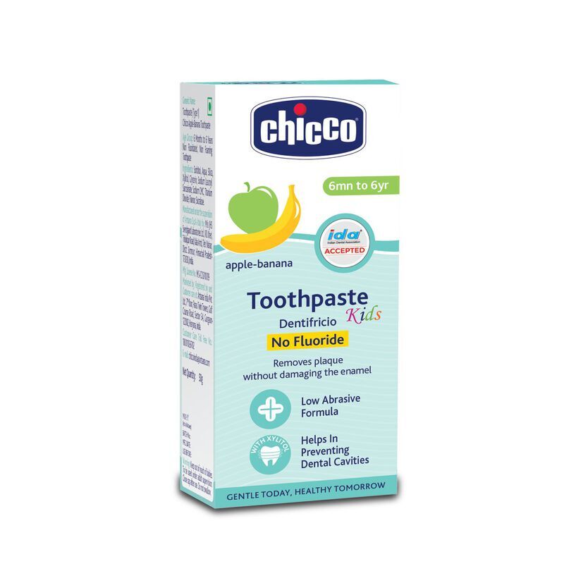 Chicco Tooth Paste Apple Banana No Fluoride (6M-6Y), 50 gm
