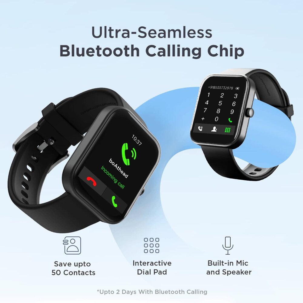 boAt Wave Electra Smart Watch with 1.81" HD Display, Smart Calling with Ultra-Seamless BT Calling Chip,20 Built-in Watch Faces,100 + Sports Modes,Menu Personalization,in-Built Games(Charcoal Black)
