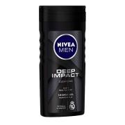 Nivea MEN Deep Impact 3 in 1 Shower Gel for Body, Face & Hair, with Microfine Clay Body Wash, 250 ml