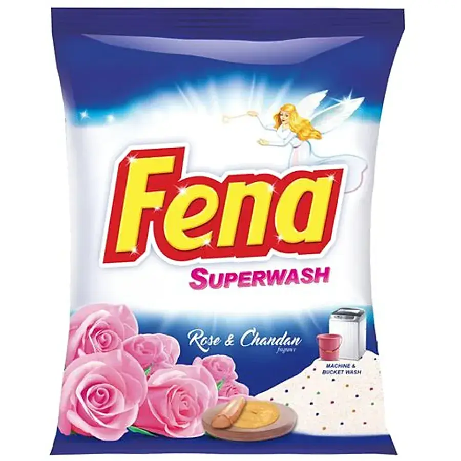 Fena Super wash Detergent Powder, Top Load, Rose & Chandan, 500 gm