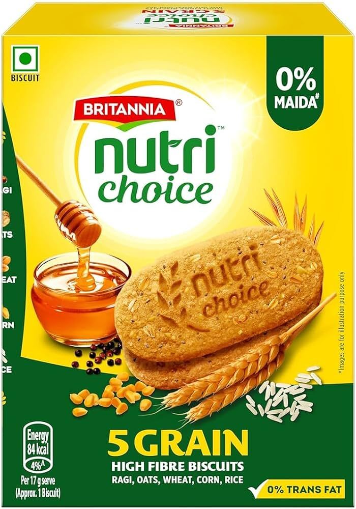 Britannia Nutri Choice 5 Grain High Fiber Biscuits 200gm