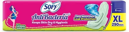 Sofy Anti Bacteria With herbal Shield XL 6 Pads