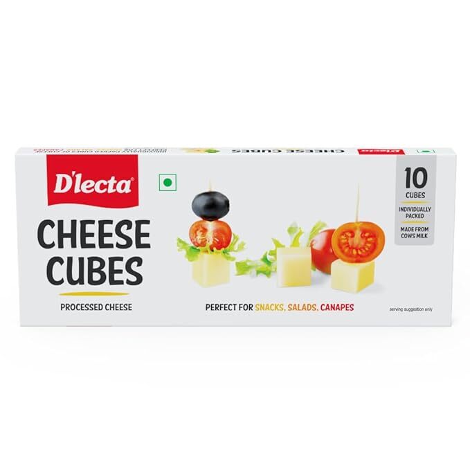D'lecta Cheese Cubes Processes Cheese Perfect For Snacks, Salad,Canapes 10Cubes, 200g