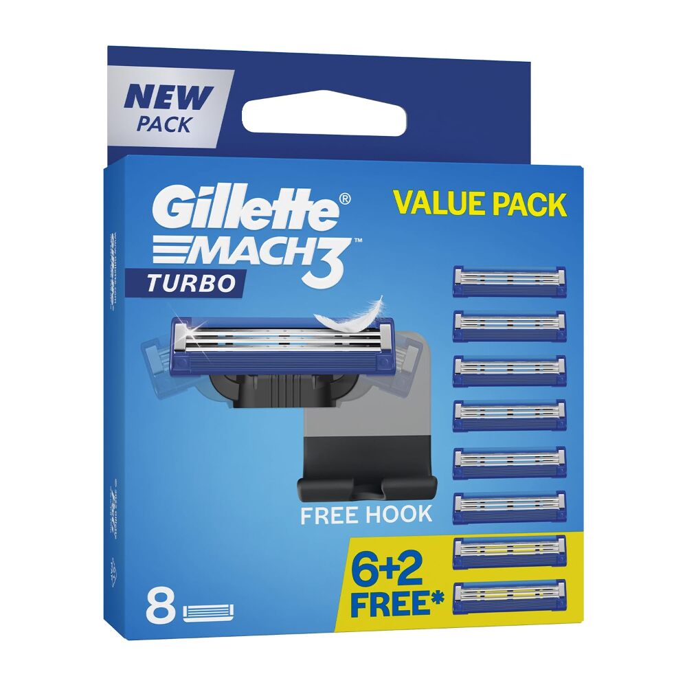 Gillette Mach 3 Turbo Free Hook 6+2 Free 1N