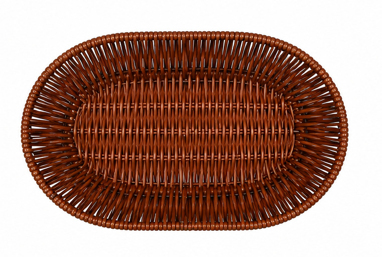 Plastic Ratten Brown Storage Basket Oval Medium 1N