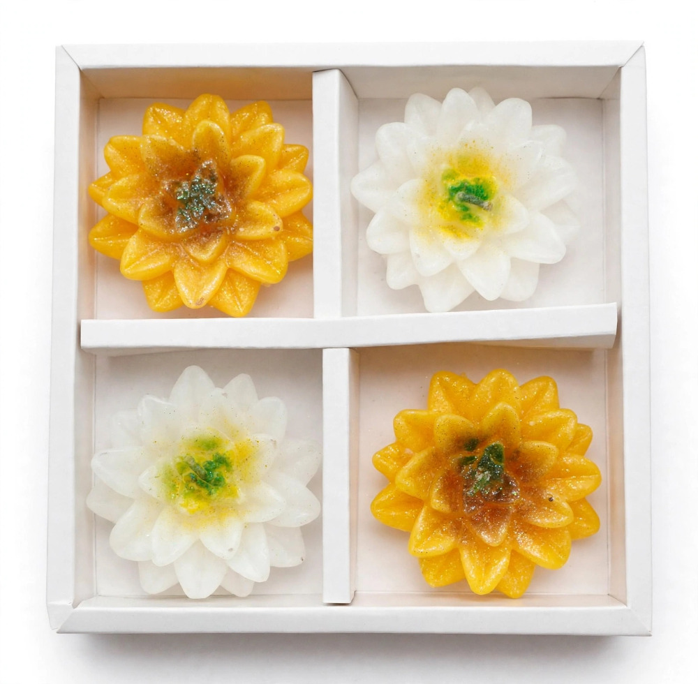 Premium Sunflower & Lotus Flower Decorative Diya Gift Set of 4