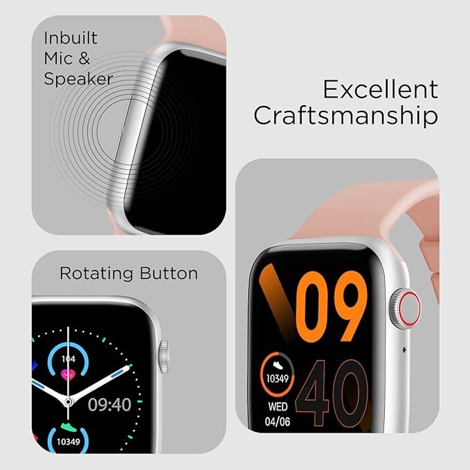 Fire-Boltt Ring Pro Bluetooth Calling, 1.75” 320 * 385px High Res, IP68 & SpO2 Monitoring, Pin Code Locking Functionality & Split Screen Access, Built in Mic & Speaker for HD Calls