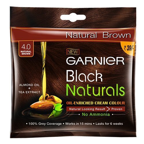 Garnier, Hair Colouring Creme, Black Naturals Shade 4 Natural Brown, 20g + 20ml
