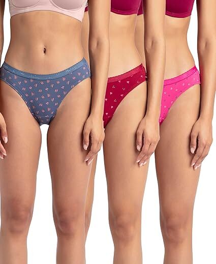 Jockey Woman Comfies Bikini 1525P L Dk.Print Assorted 3 Pc Pack