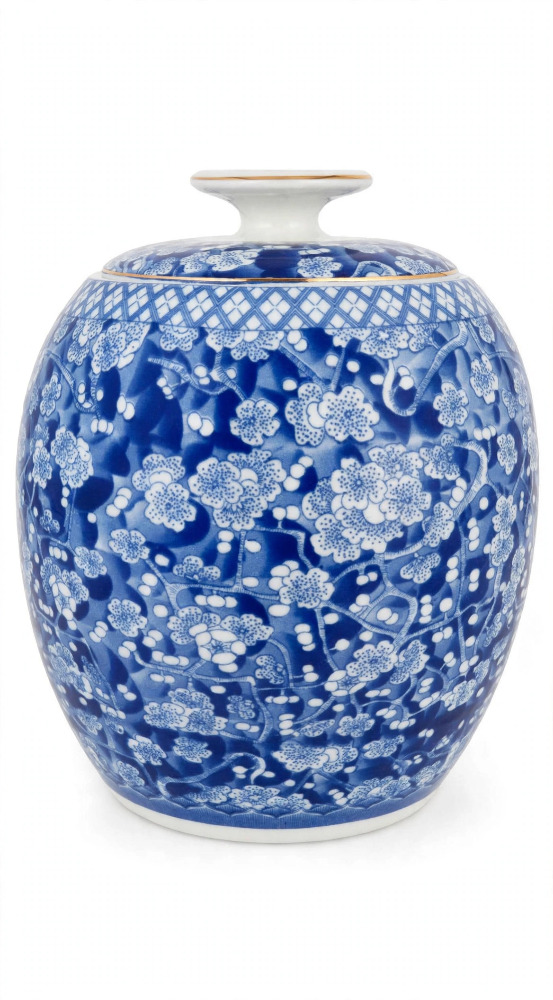 Royal Blue Blossom Designer Ceramic Ginger Jar 1N