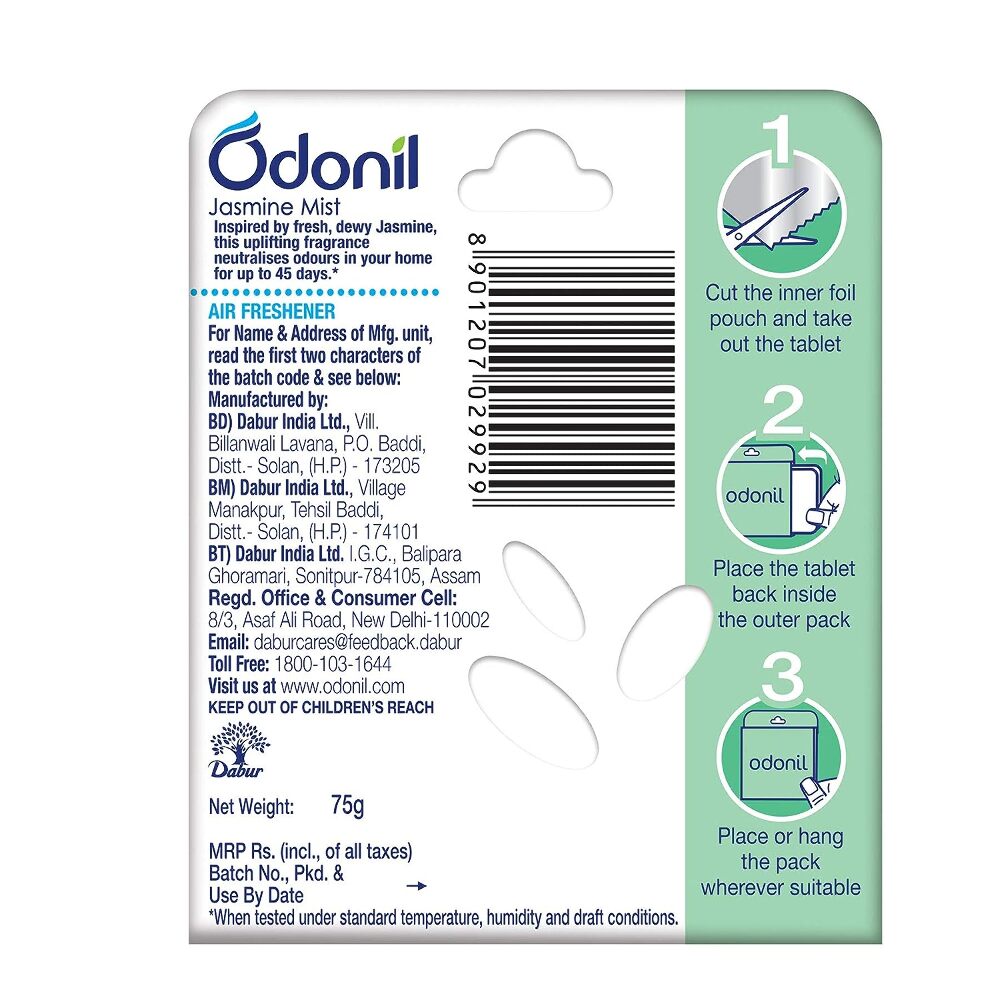 Odonil Bathroom Air Freshener Blocks - Jasmine Mist, 72 g