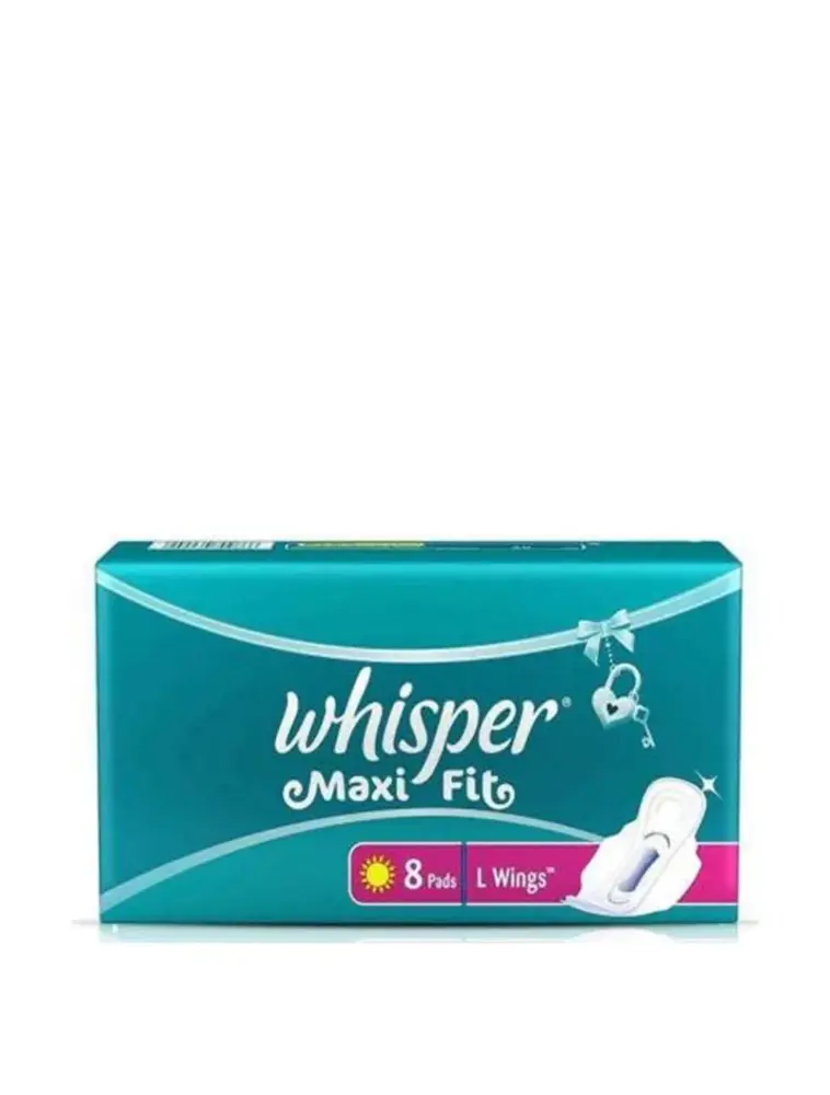 Whisper Sanitary Pads - Maxi Fit L Wings, 8 Pads