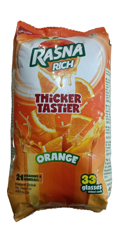 Rasna Rich Thicker Tastier Orange Drink 750gm