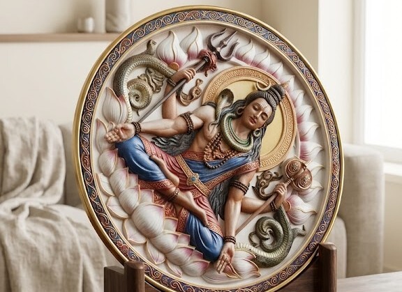 Premium Lord Shiva Sitting Wall Hanging Decorative Plate 1pc