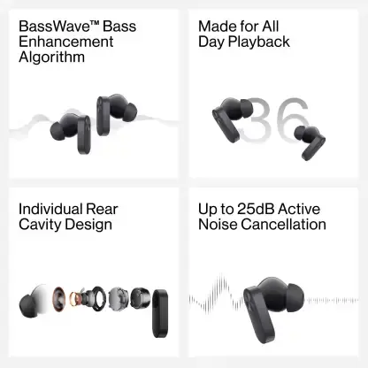 OnePlus Nord Buds 2 True Wireless Earbuds with 25dB Active Noise Cancellation Bluetooth Headset (Thunder Gray, True Wireless)