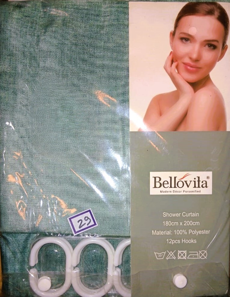 Bellovita Shower Curtain 180cm*200cm 12pcs hooks 100% Polyester