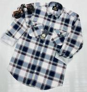 Men Blue Maroon White Shirt
