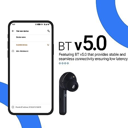 ZEBRONICS Zeb-PREKSHA 2.0 Wireless Bluetooth in Ear Headset (Earbuds) with Mic (Black)