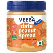 VEEBA Date Peanut Spread - Creamy, Trans Fat Free, 22.9% Protein, 340 g Single Packs