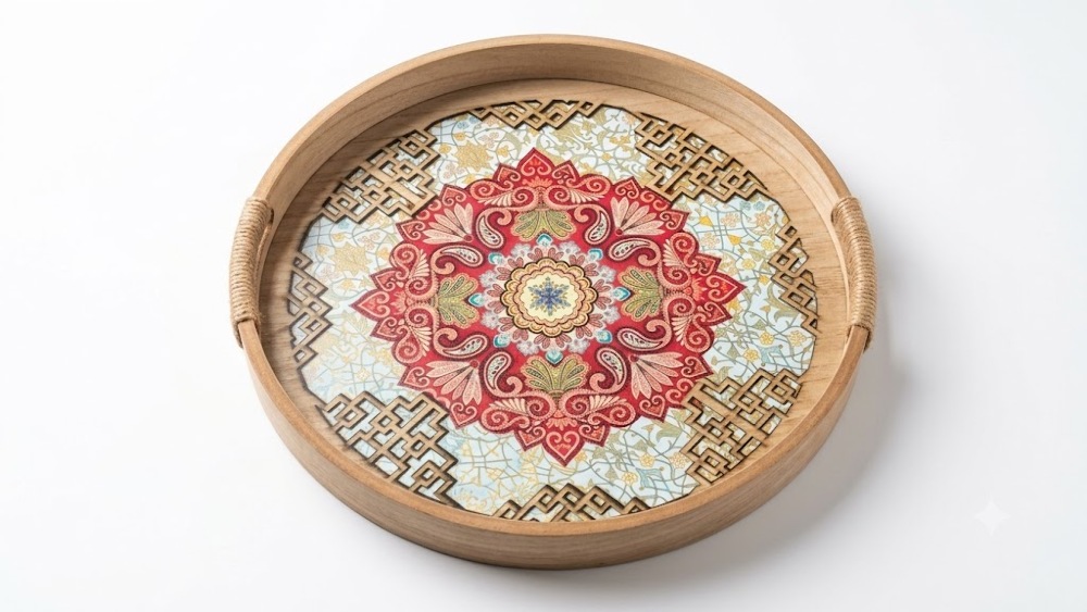 Wooden Round Serving Trays Set of 2