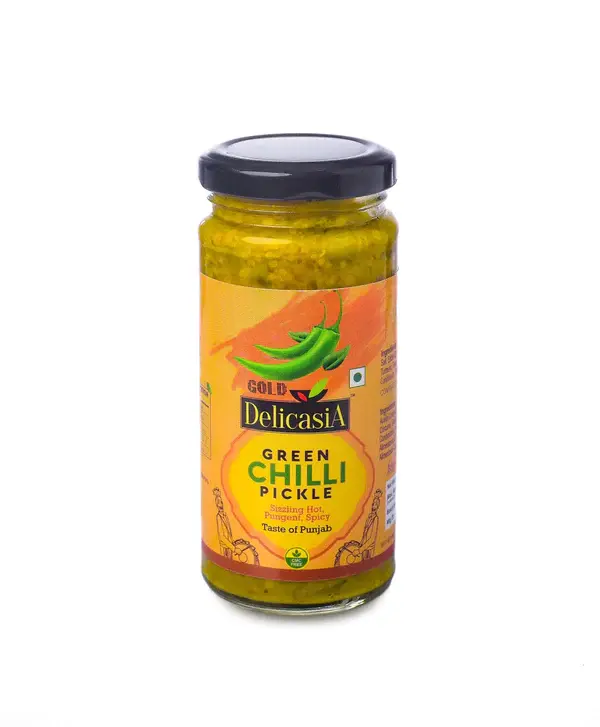 Delicasia Green Chilli Pickle, 375 gm