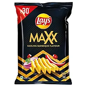Lays Maxx Potato Chips - Sizzling Barbeque Flavour, Crunchy Crispy Snacks, 56 g
