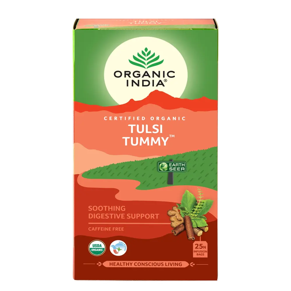 Organic India Tulsi Tummy Tea Bags, Net Qty 25 Infusion bags * 1.8 g