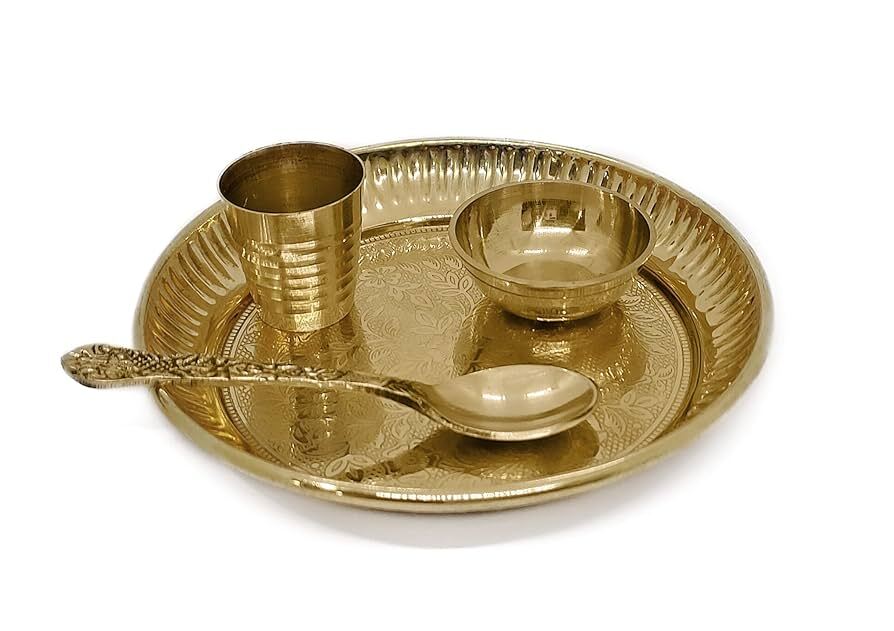 Laddu Gopal 4-PC-Bhog-Set Pittal Laser Mayur